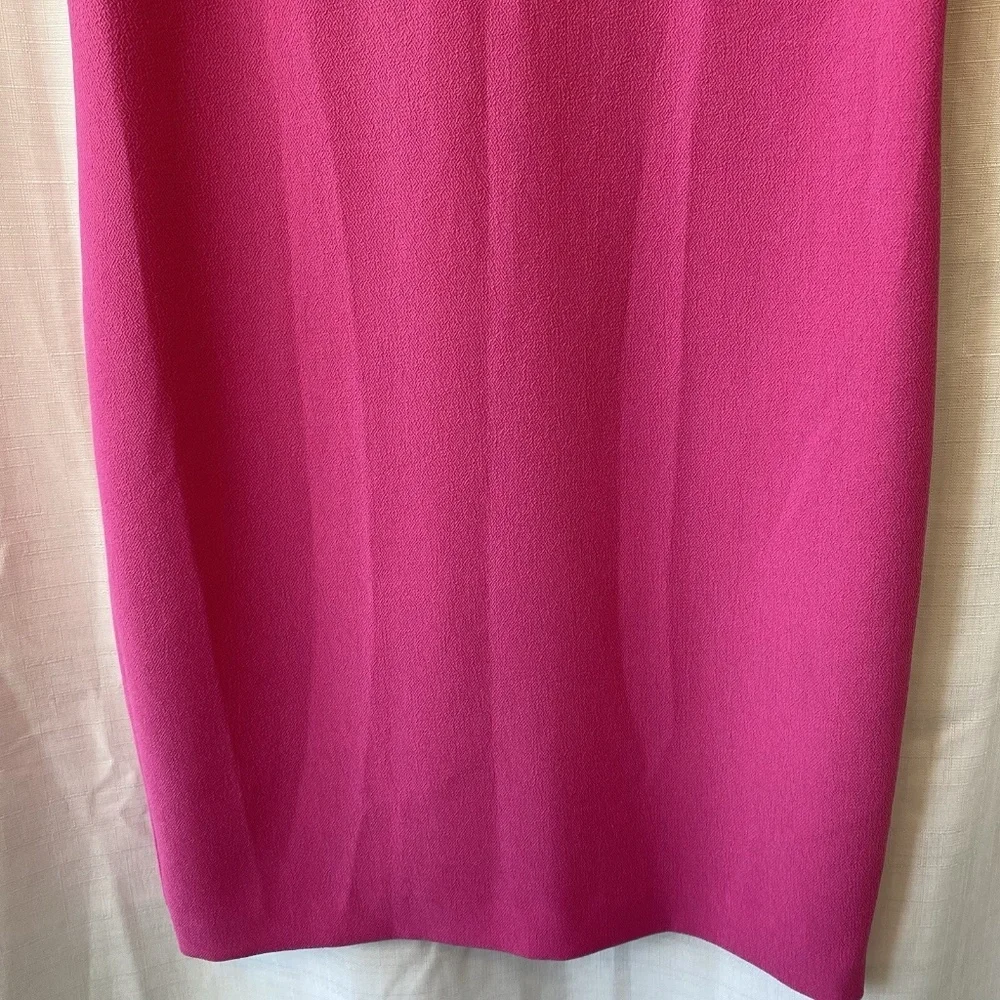 Trina Turk Pink Short Sleeve V-Neck Shift Dress Orange And White Fringe Sz 8 - Picture 3 of 14